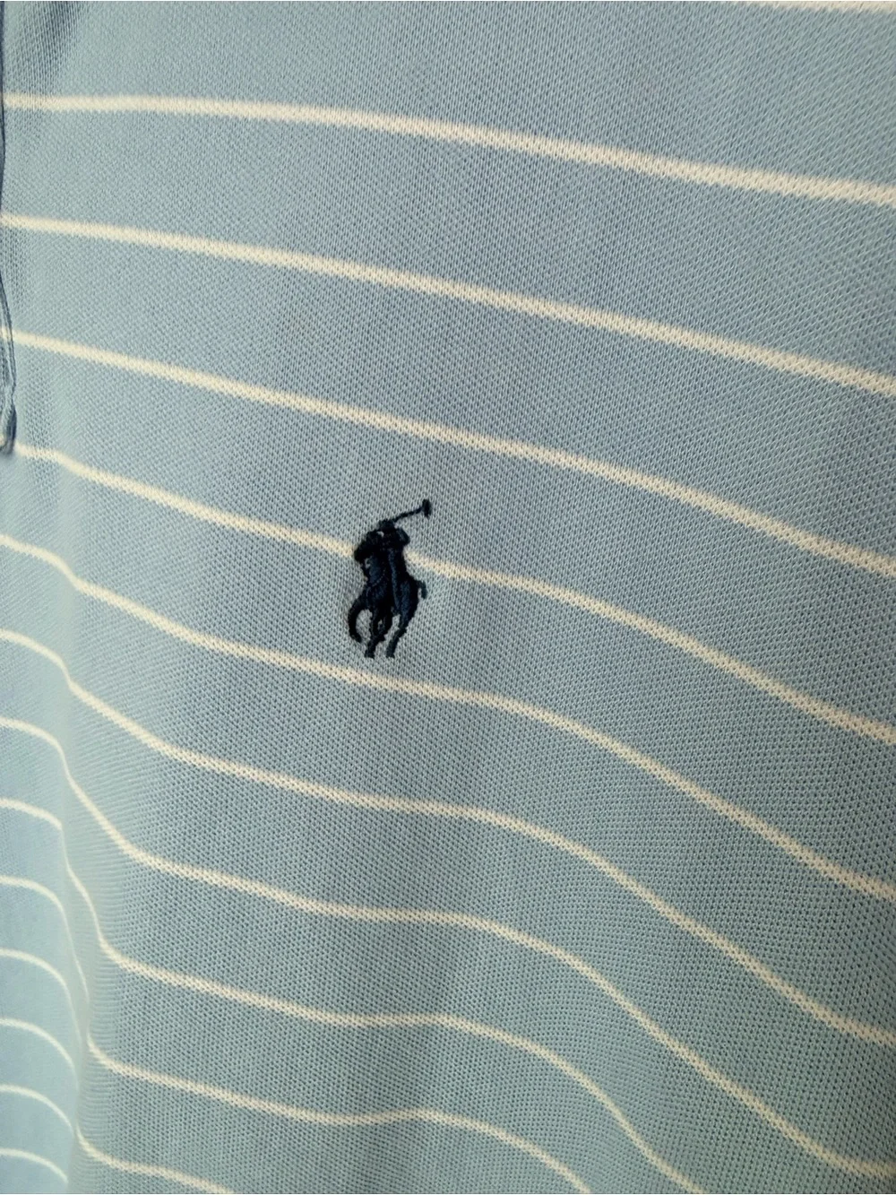 Polo Ralph Lauren Light Blue & White Striped Men's L Short Sleeve Polo Shirt